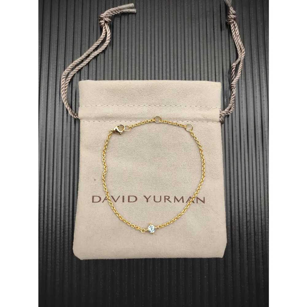 David Yurman Gold Solitaire with Light Blue Diamond Bracelet